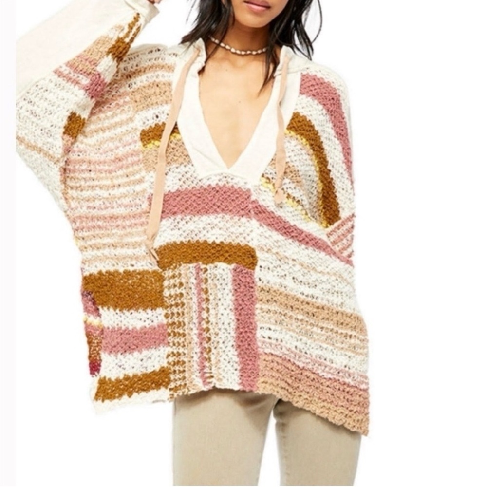 Free People Bayside Knit Tunic Pullover in the Romance Combo​​​ size large